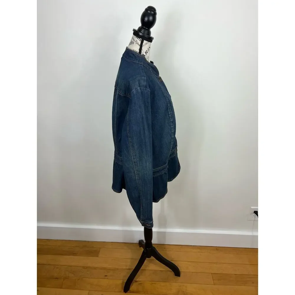 ana plus size button up jean jacket - Picture 5 of 9